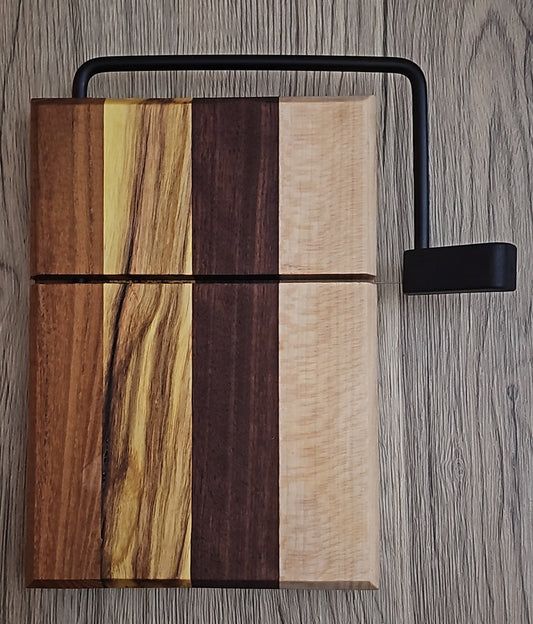Mulberry, Walnut, Sycamore, and Sapele Cheese Slicer Board