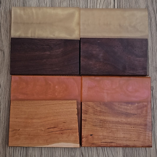 Mix Wood with Light Orange/Tan Epoxy Coaster
