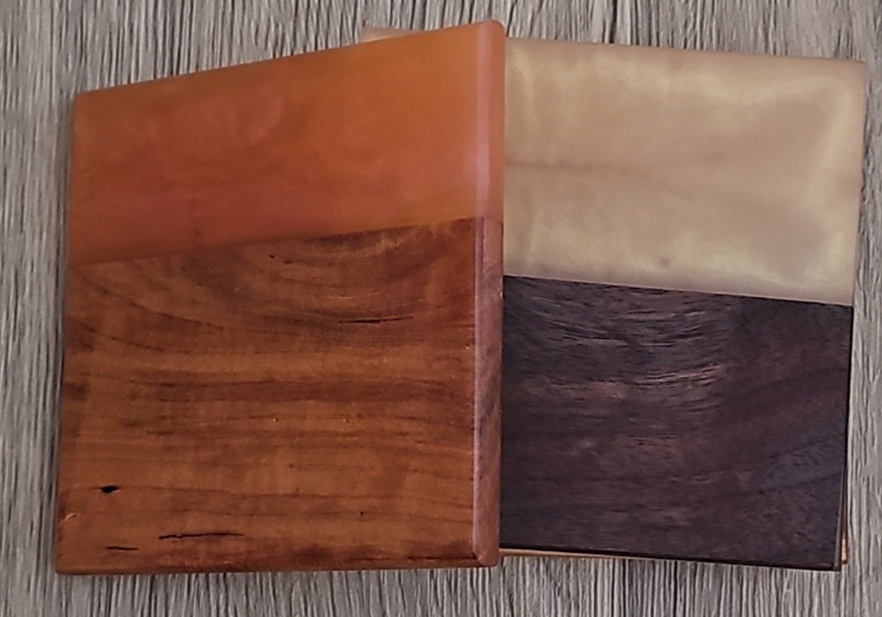 Mix Wood with Light Orange/Tan Epoxy Coaster