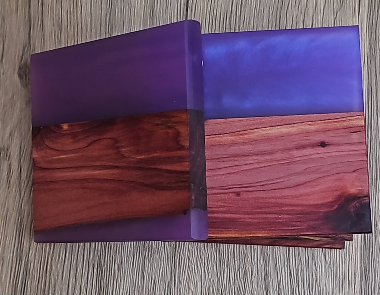Rosie - Cedar with Violet/Light Purple Epoxy Coaster