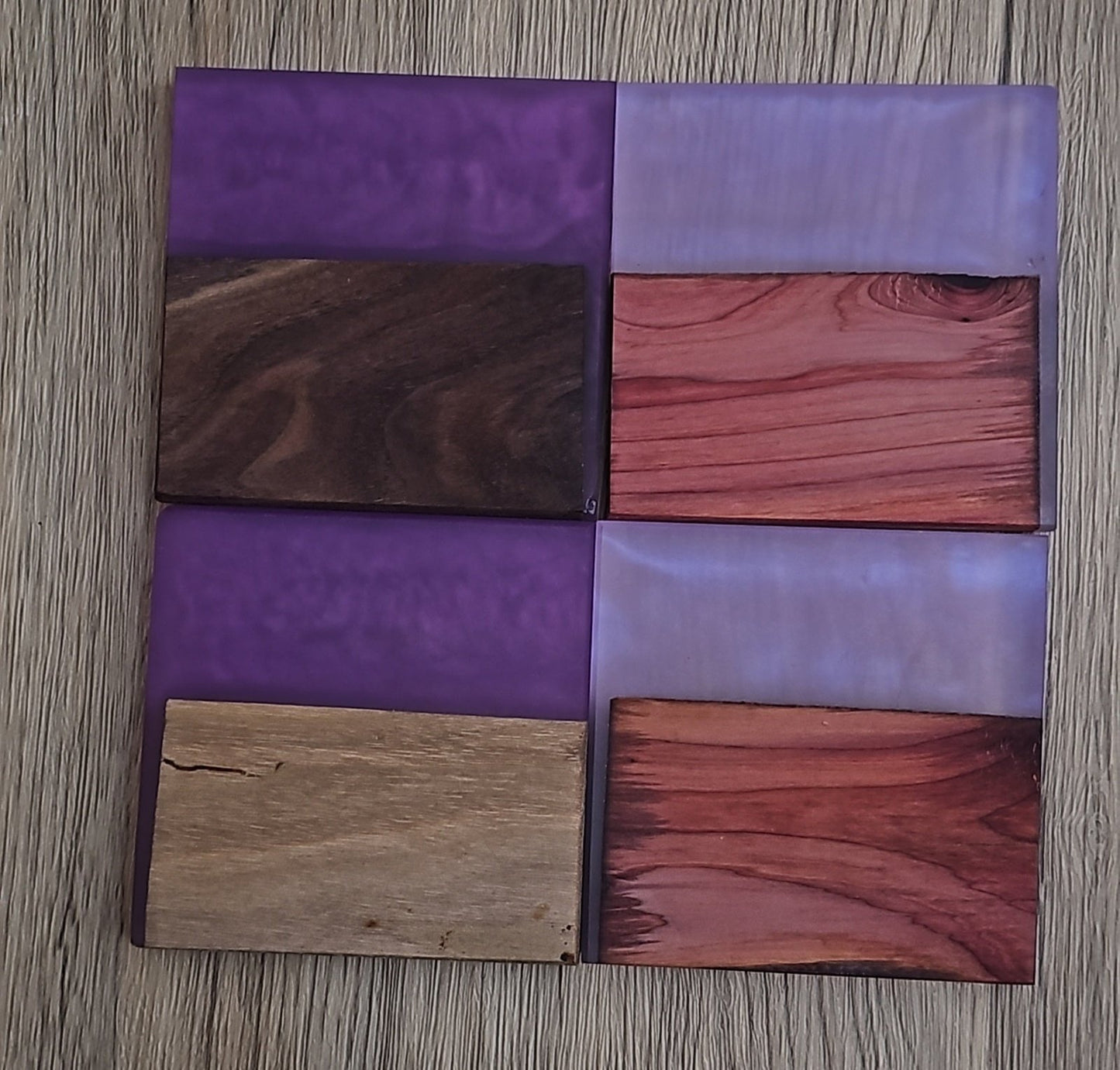 Mix Wood with Violet / Violet Blue Epoxy Coaster