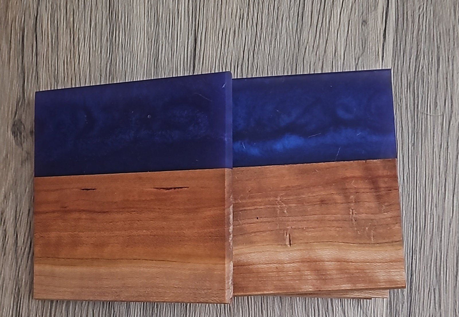 Cherry with Violet Blue Epoxy Coaster