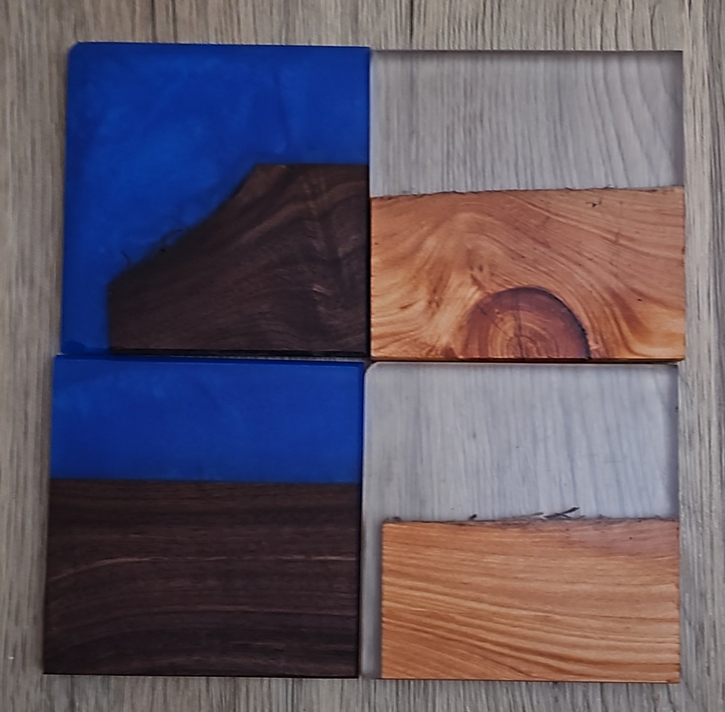 Mix Wood with Dark Blue/Smoke Epoxy Coaster