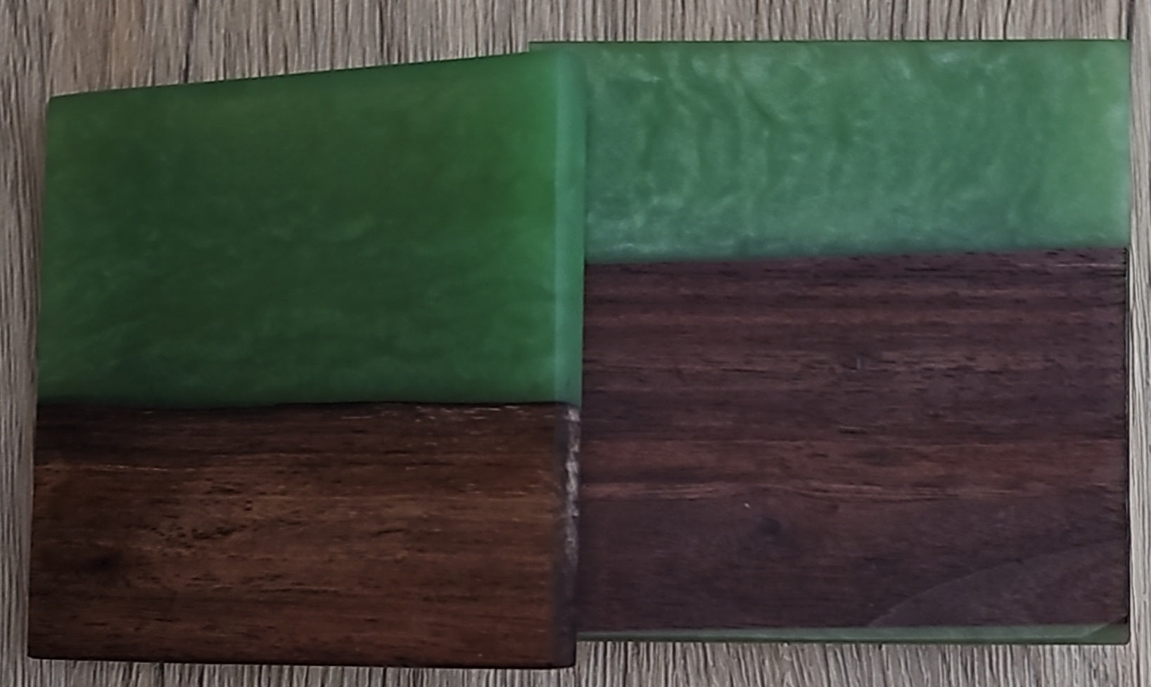 Walnut Wood with Mixed Green Epoxy Coaster