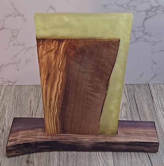 Wooden magnetic knife holder with Yellow Epoxy