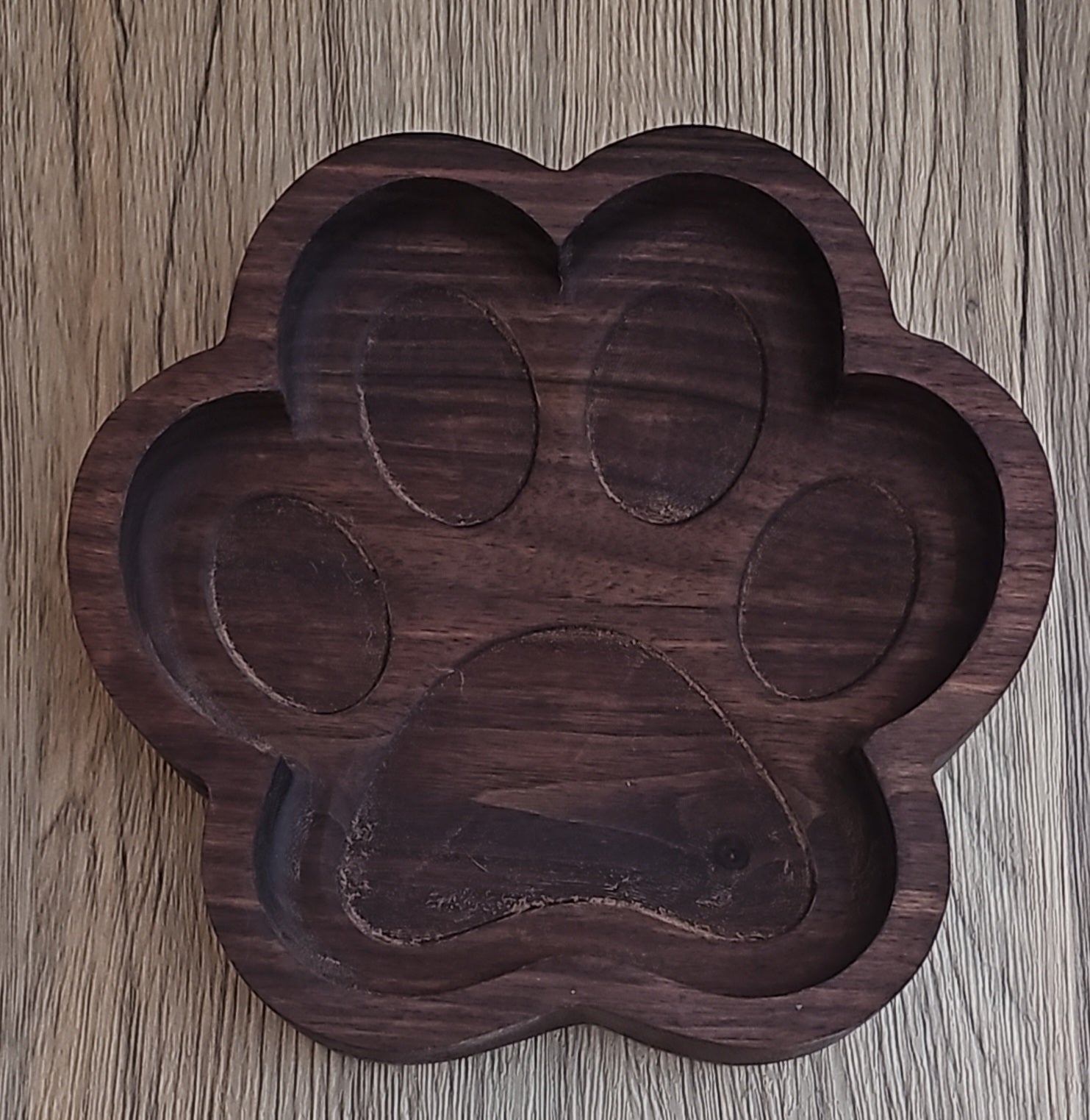 Walnut Dog Paw Print Wooden Valet Tray