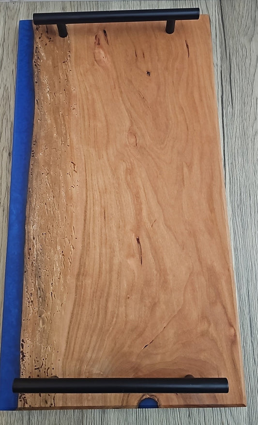Blue Epoxy Cherry Charcuterie Boards/Serving Board with Handles