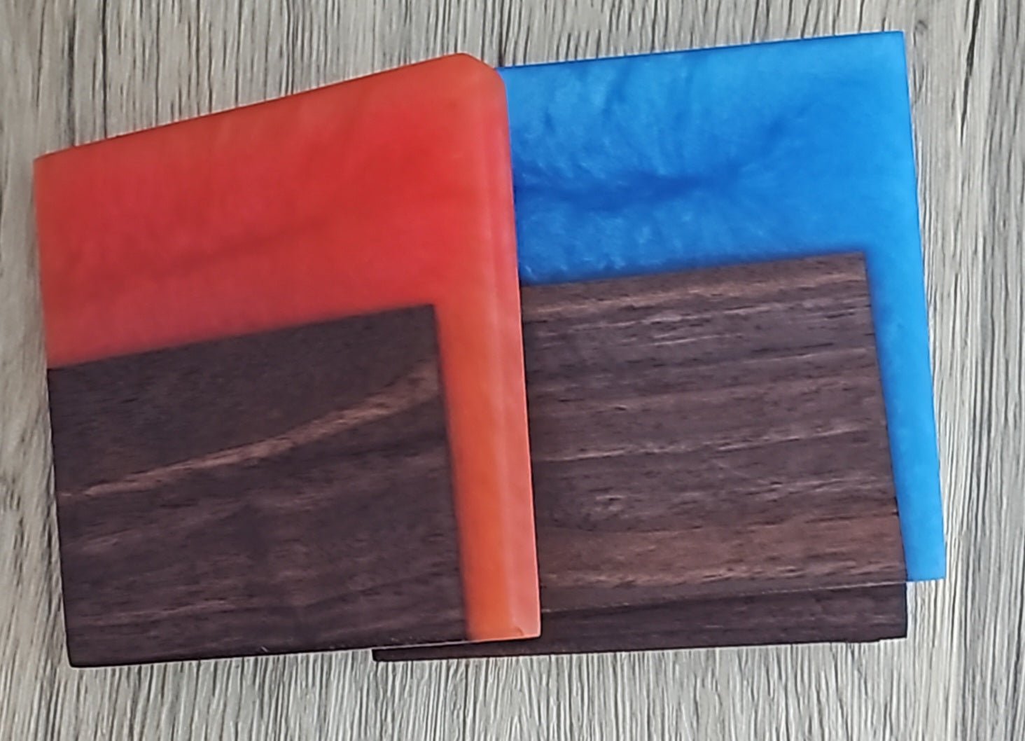 Walnut with Red/Blue Epoxy Coaster