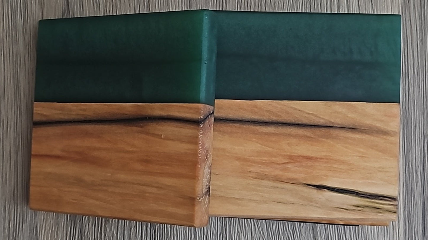 Box Elder Wood with Dark Green Epoxy Coaster