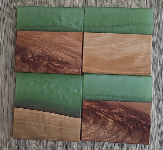 Maple Wood with Jade Epoxy Coaster
