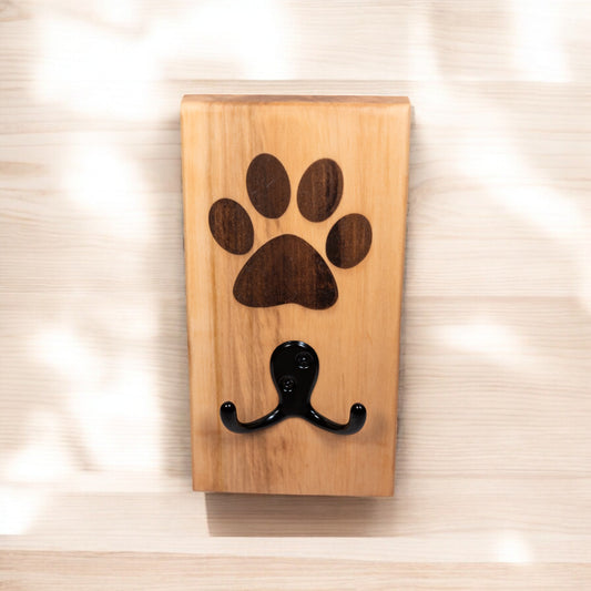 Ambrosia Maple Wall Mount Dog Paw Leash Holder