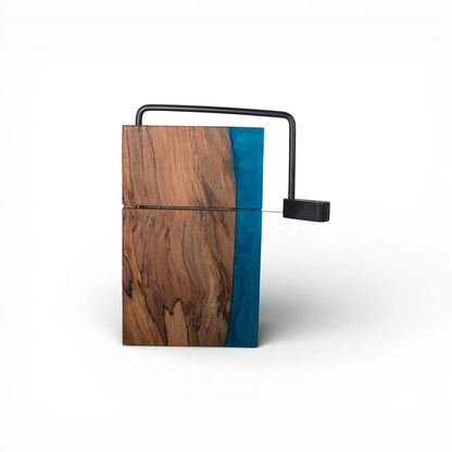 Ambrosia Maple Wood with Sea Blue Epoxy Cheese Slicer Board