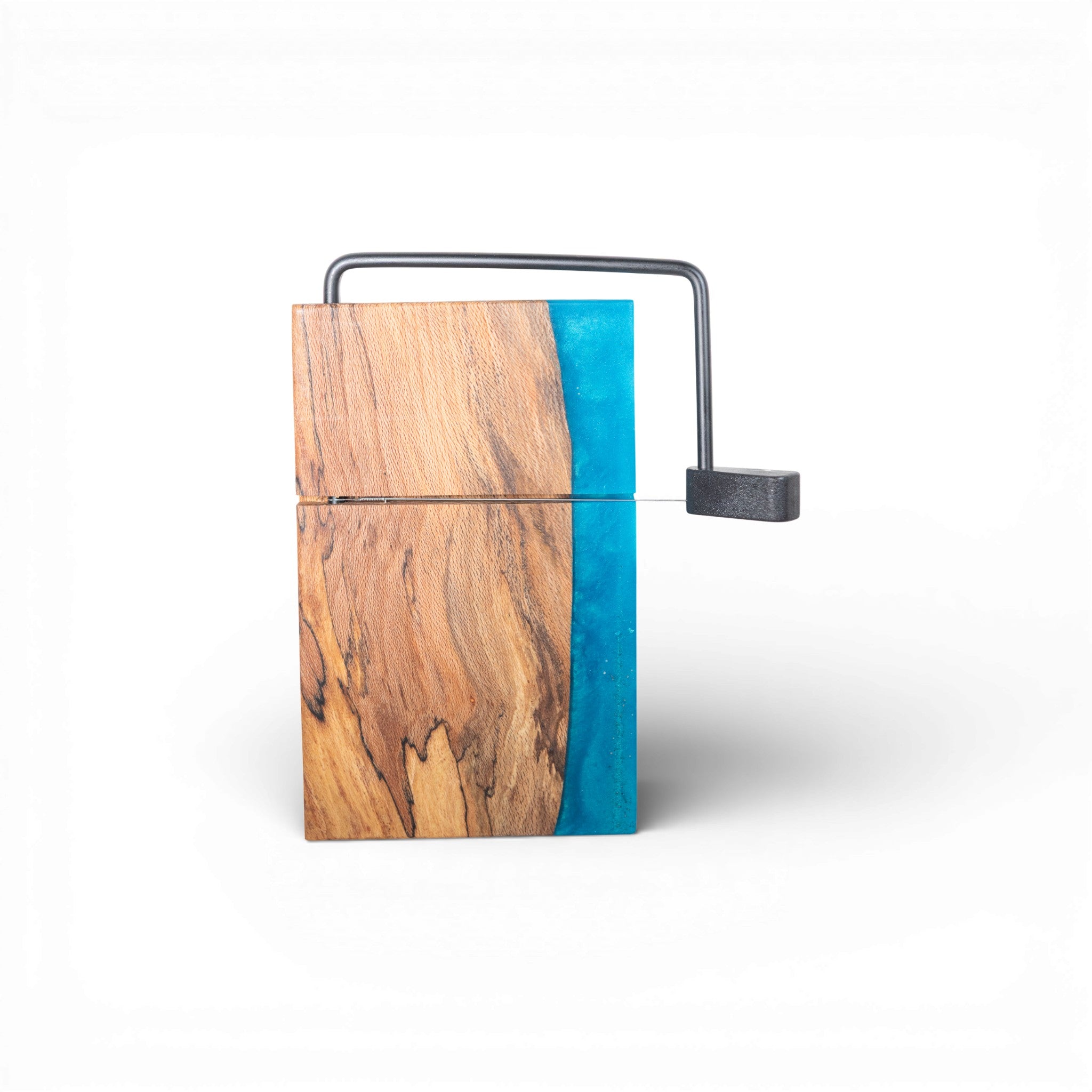 Ambrosia Maple Wood with Sea Blue Epoxy Cheese Slicer Board