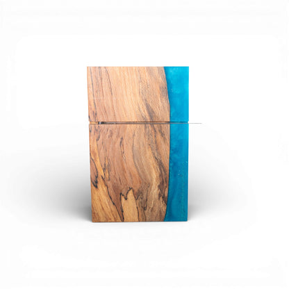 Ambrosia Maple Wood with Sea Blue Epoxy Cheese Slicer Board
