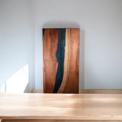 Apple Wood Dark Blue Epoxy Charcuterie Boards/Serving Board