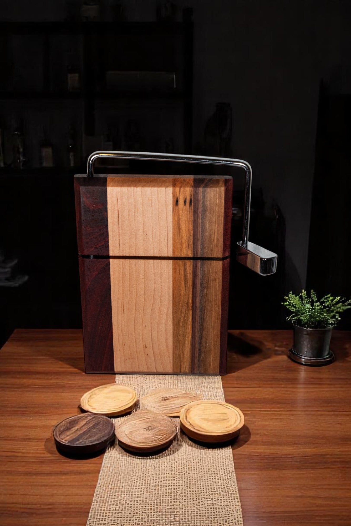 Blood, Cherry, Canary, and Walnut Cheese Slicer Board