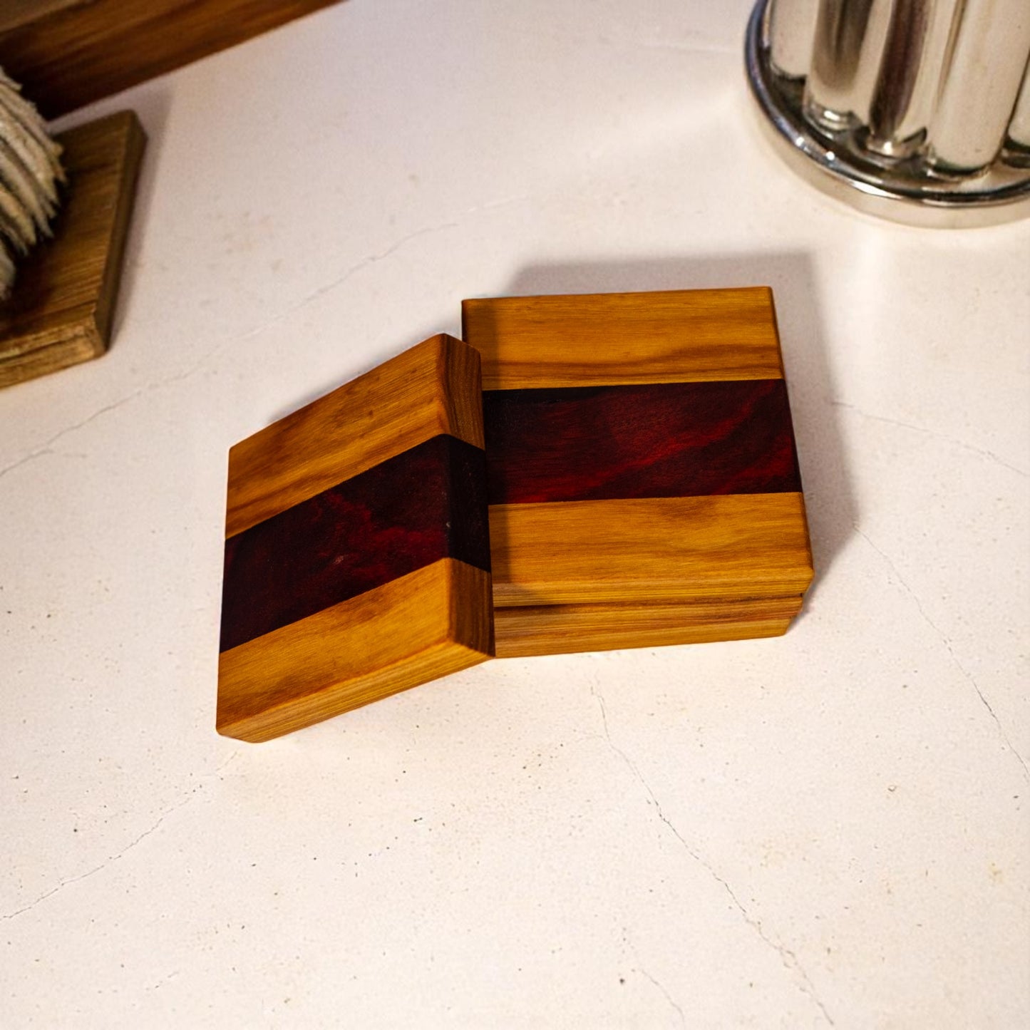 Canary and Blood Wood Coaster