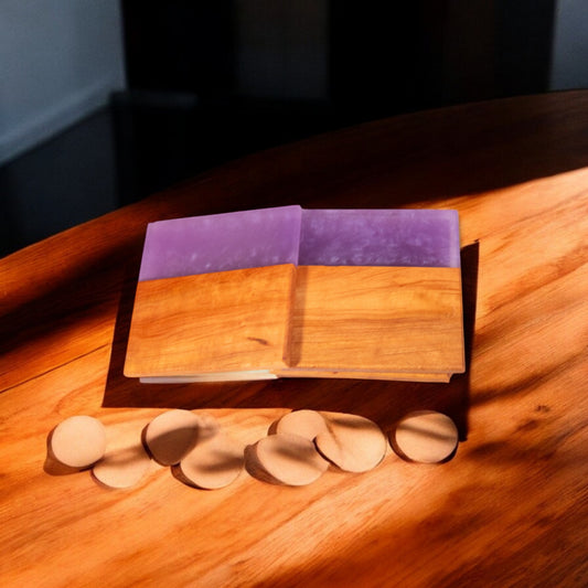 Cherry with Light Purple Epoxy Coaster