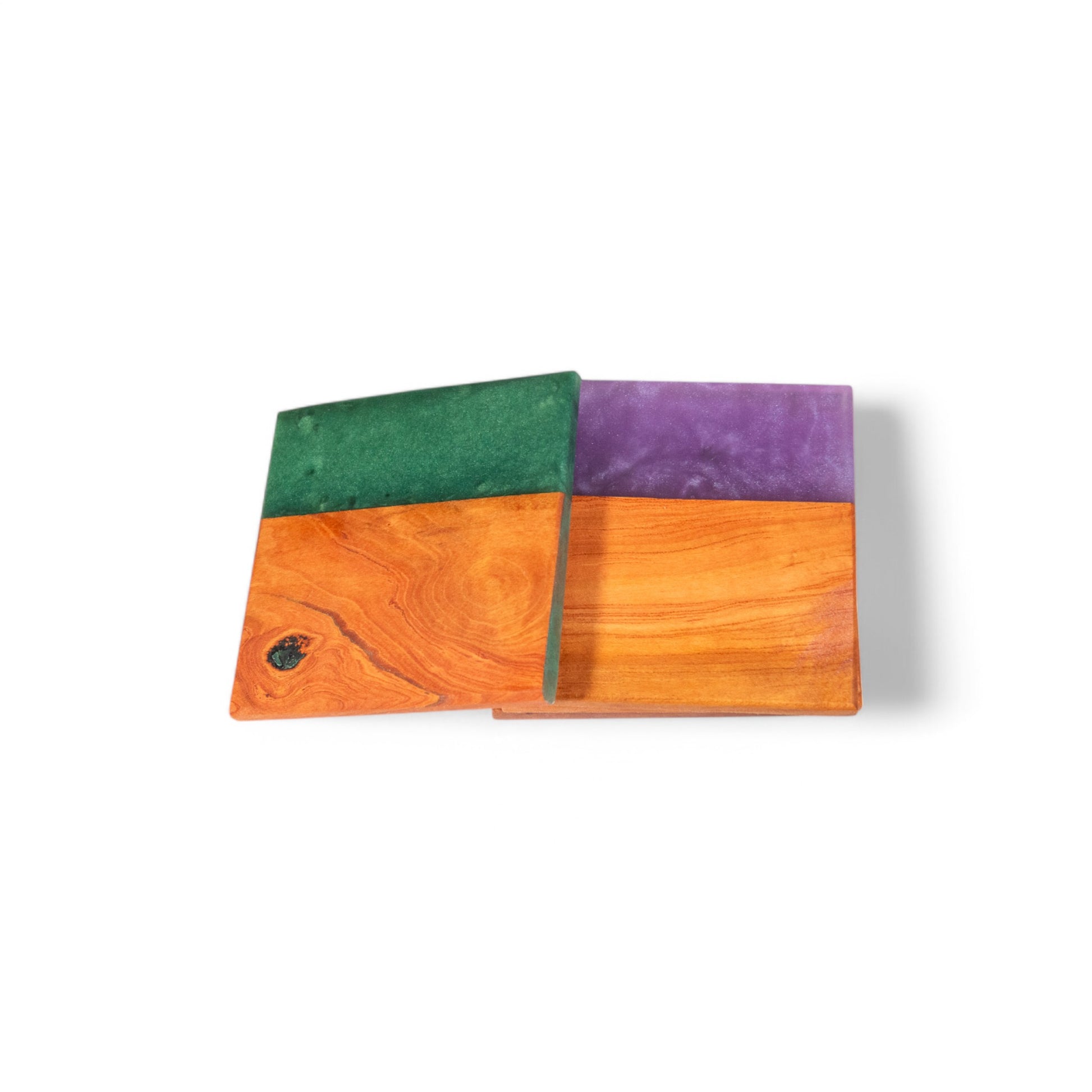 Cherry with Light Purple/Medium Green Epoxy Coaster