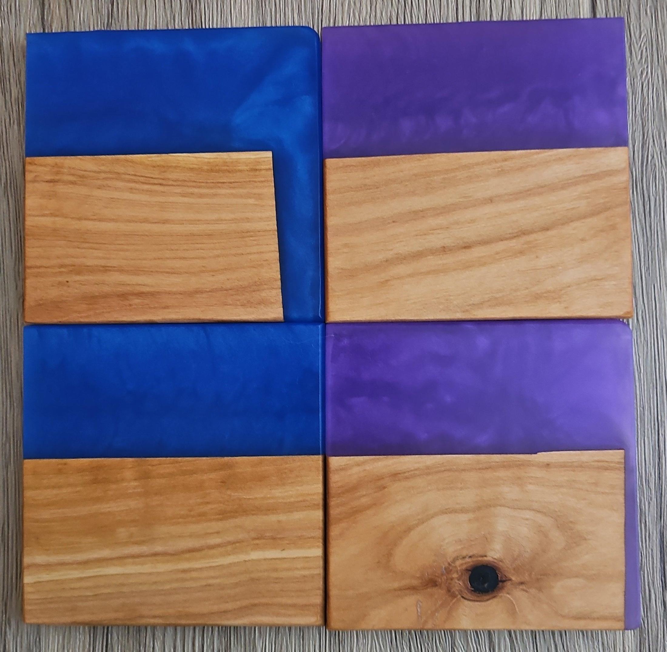Cherry with Sea Blue/Violet Epoxy Coaster