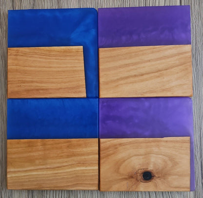 Cherry with Sea Blue/Violet Epoxy Coaster