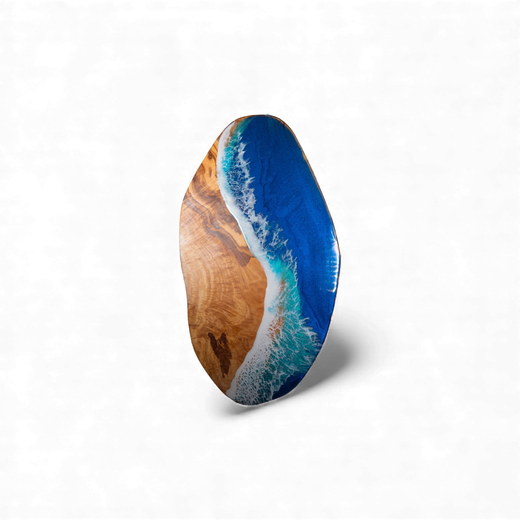 Handcrafted Ocean Wave Olive Wood Charcuterie Board - Serving Platter