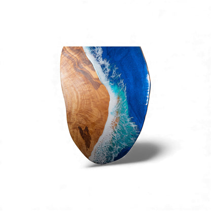 Handcrafted Ocean Wave Olive Wood Charcuterie Board - Serving Platter