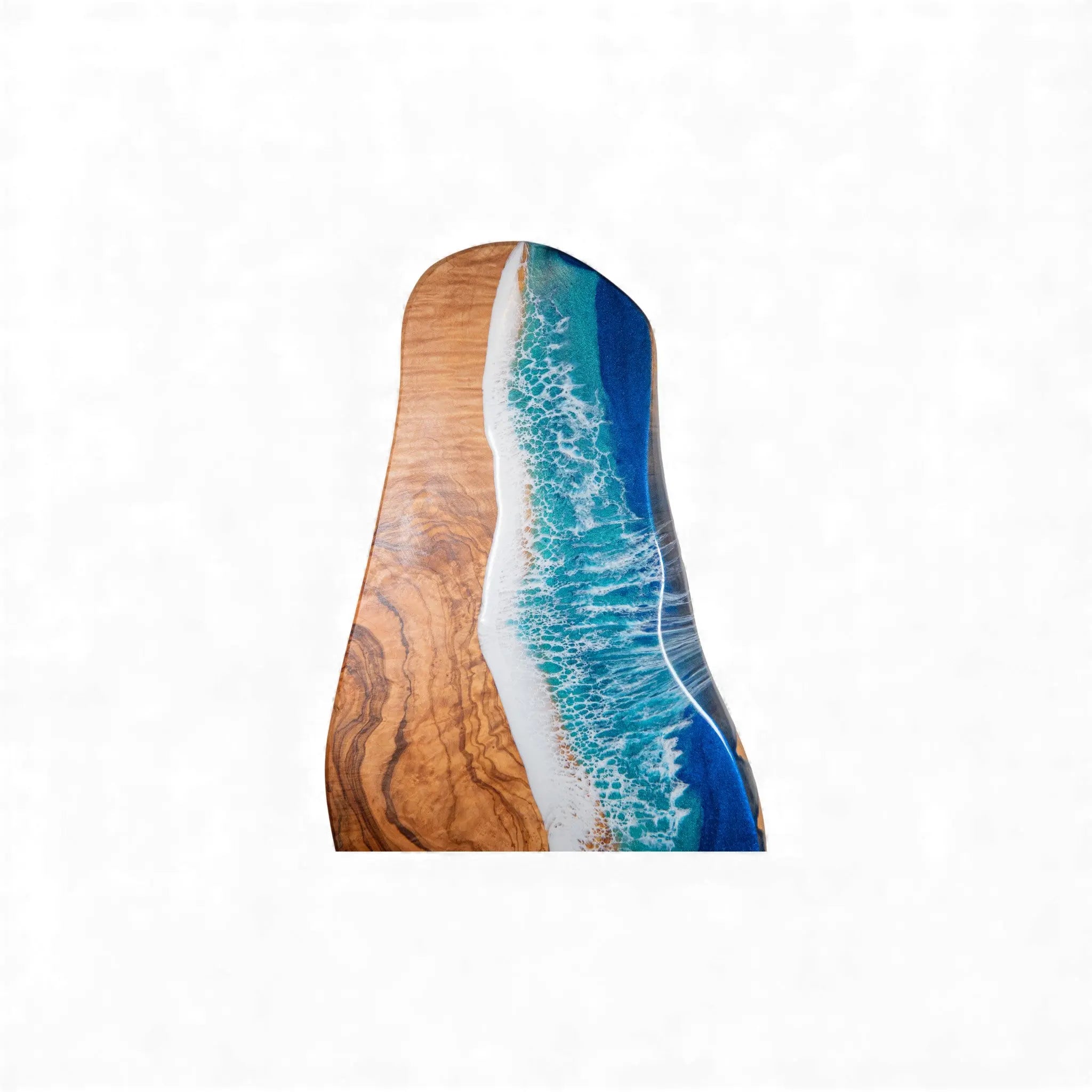 Handcrafted Ocean Wave Olive Wood Charcuterie Board - Serving Platter