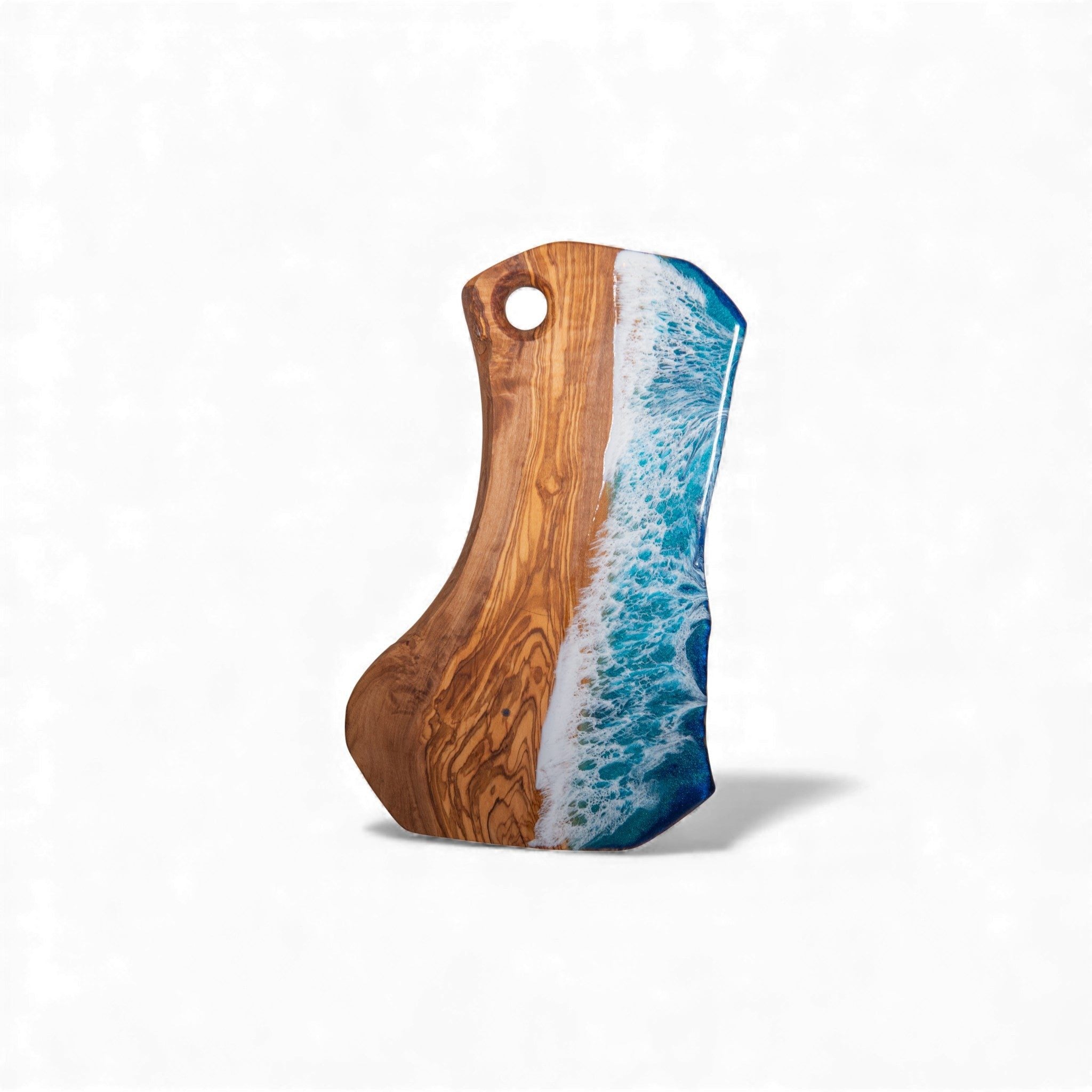 Handcrafted Ocean Wave Olive Wood Charcuterie Board - Serving Platter