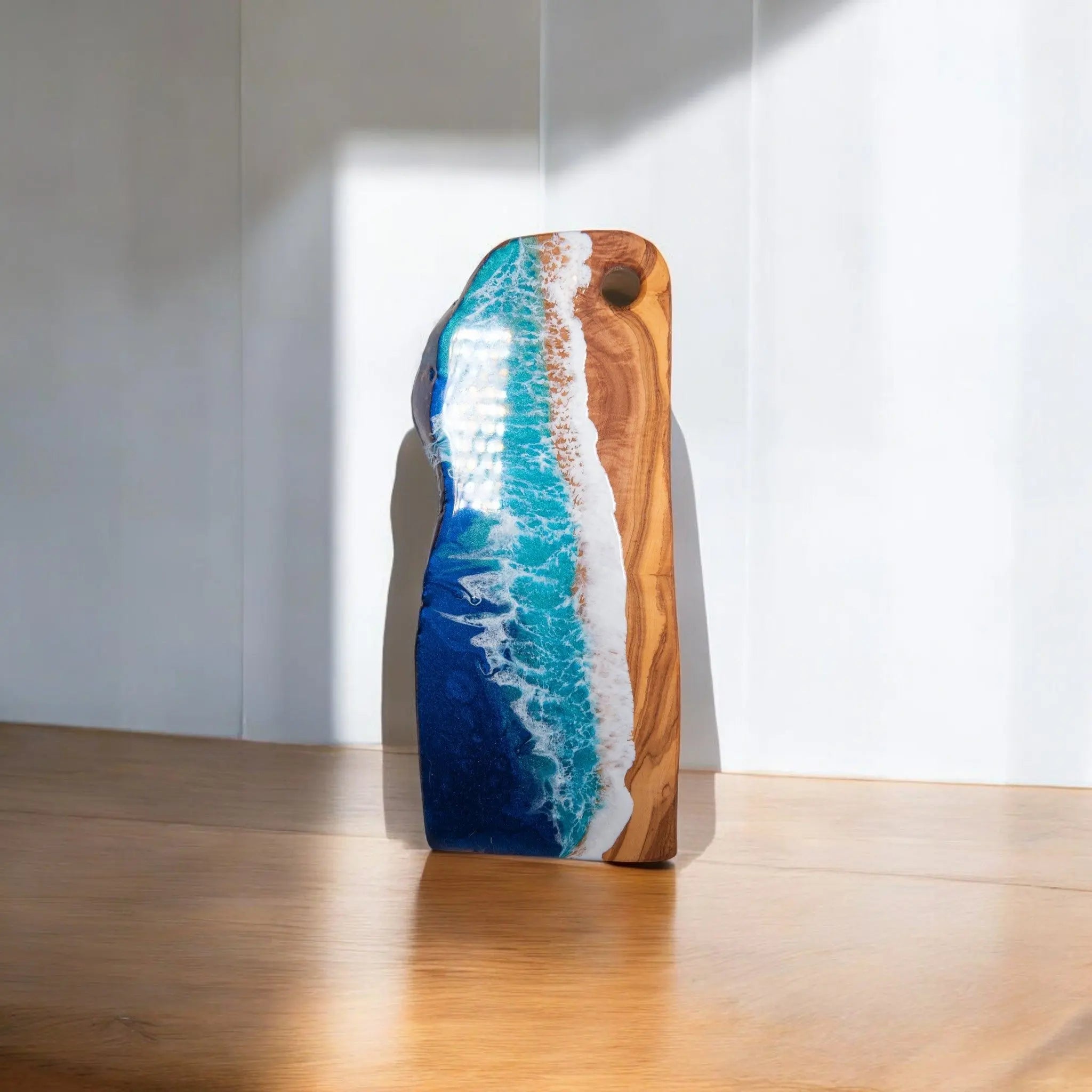 Handcrafted Ocean Wave Olive Wood Charcuterie Board - Serving Platter