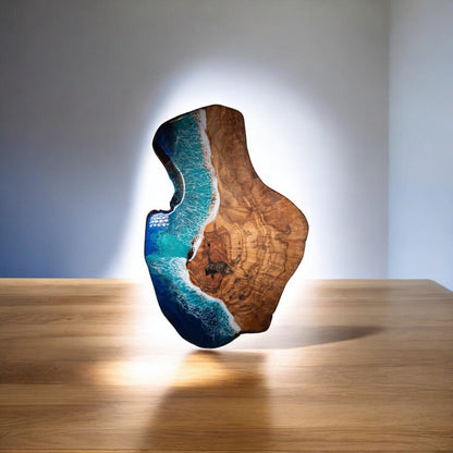 Handcrafted Ocean Wave Olive Wood Charcuterie Board - Serving Platter