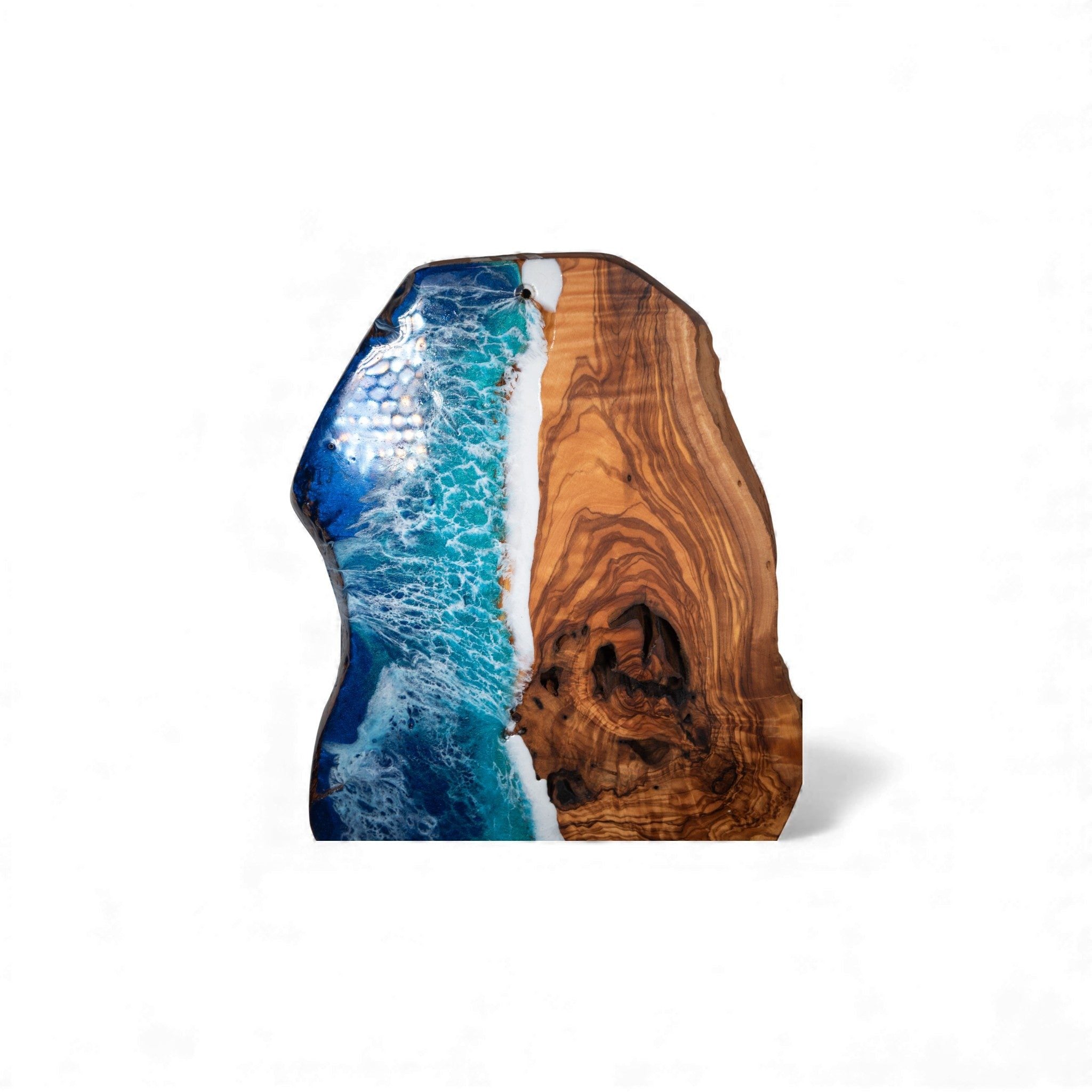 Handcrafted Ocean Wave Olive Wood Charcuterie Board - Serving Platter