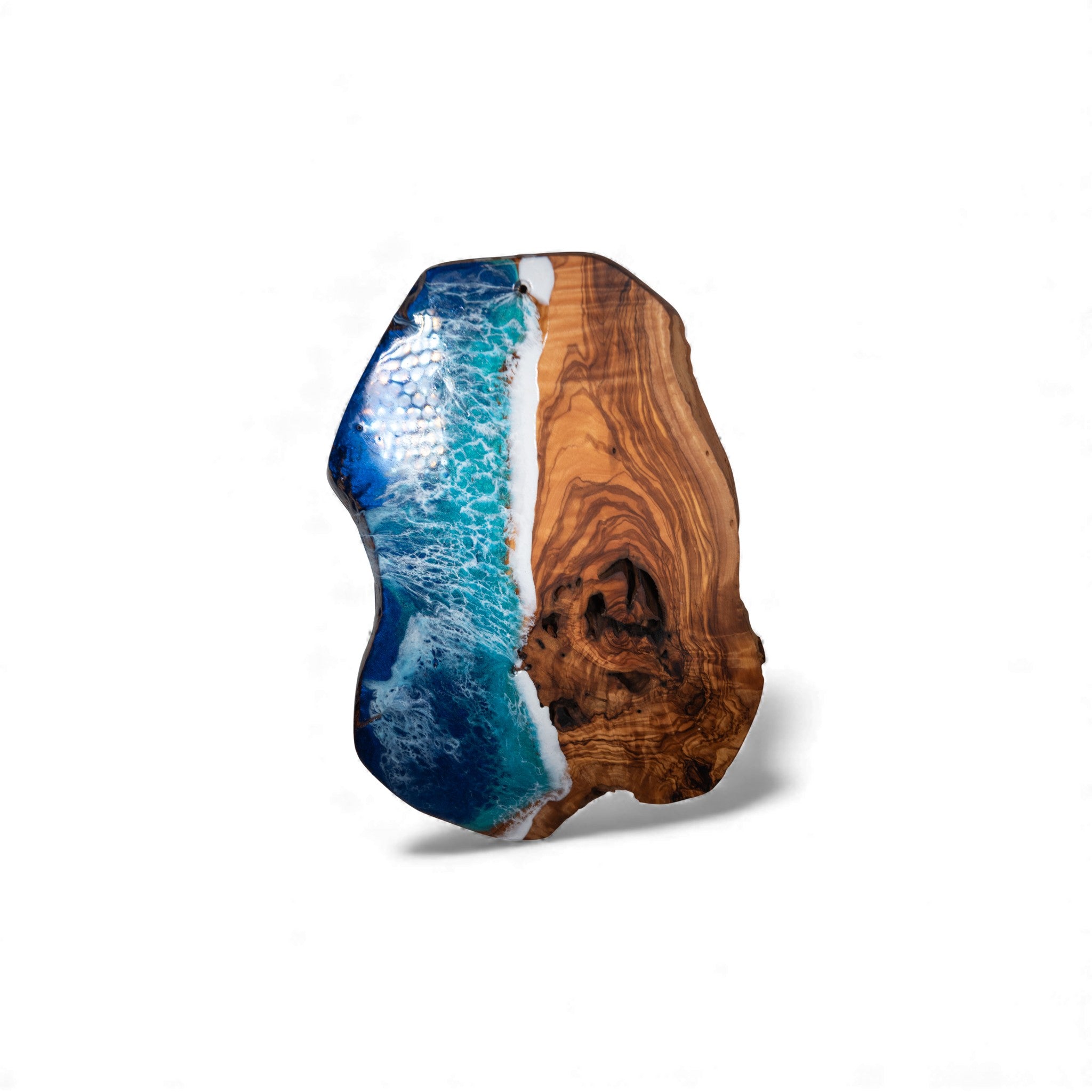 Handcrafted Ocean Wave Olive Wood Charcuterie Board - Serving Platter