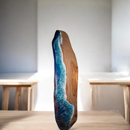 Handcrafted Ocean Wave Olive Wood Charcuterie Board - Serving Platter