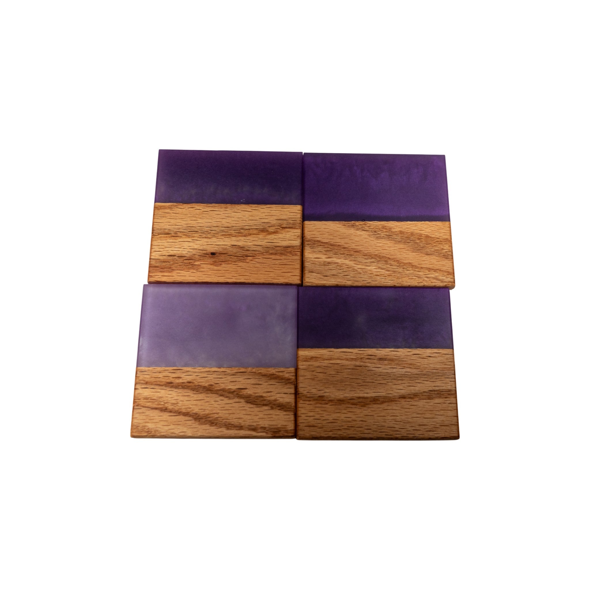 Red Oak with Purple Epoxy Coaster