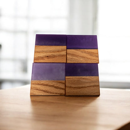 Red Oak with Purple Epoxy Coaster