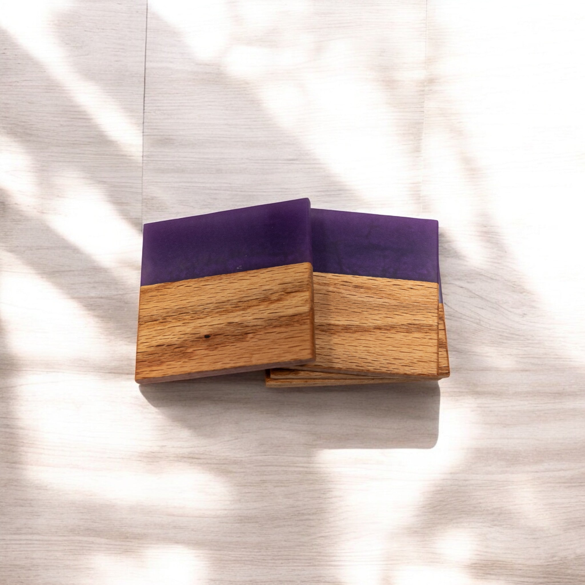 Red Oak with Purple Epoxy Coaster