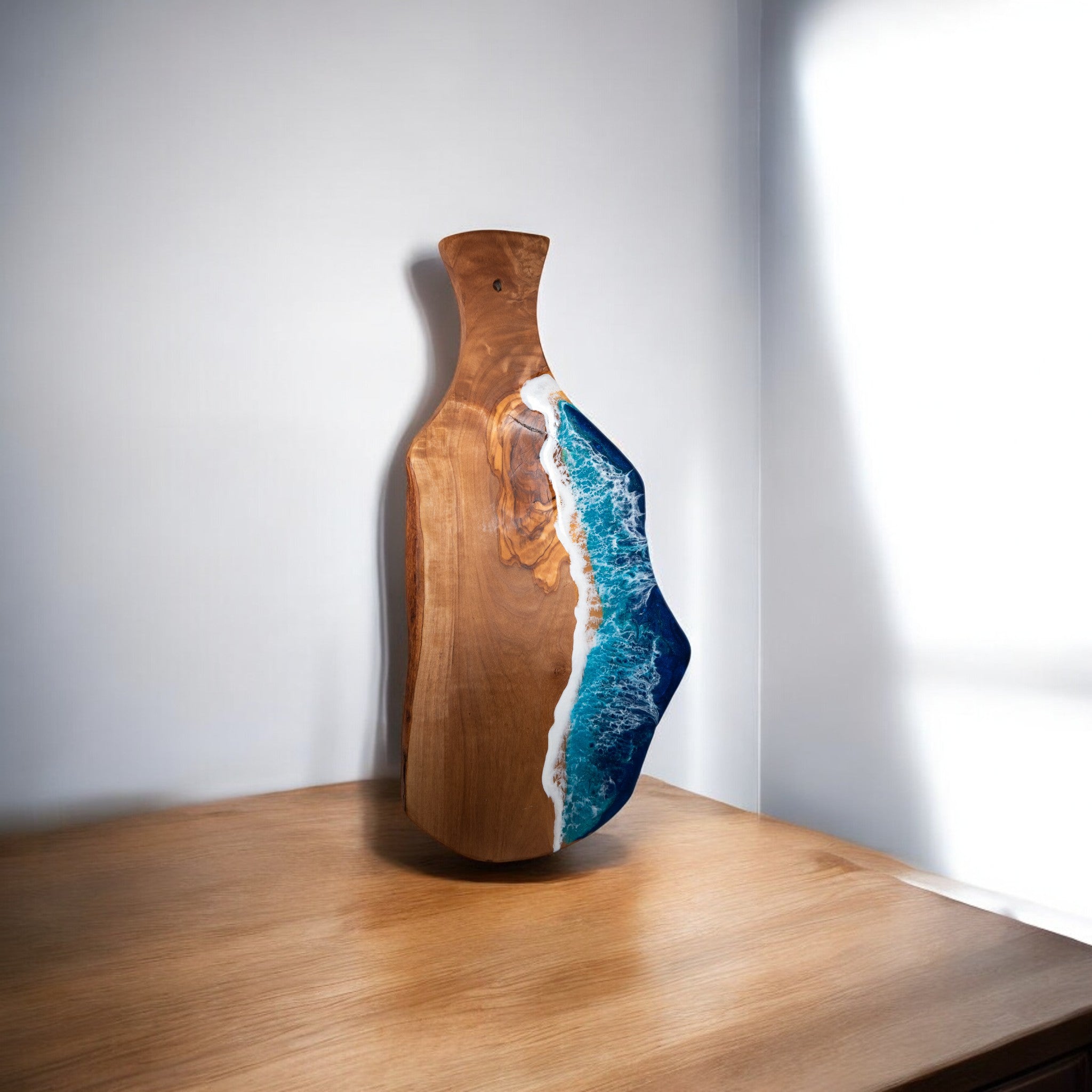 Handcrafted Ocean Wave Olive Wood Charcuterie Board - Serving Platter