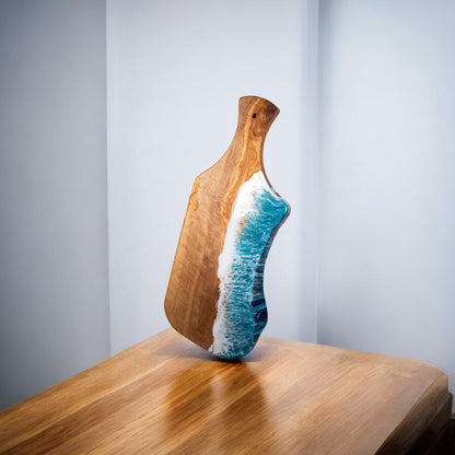 Handcrafted Ocean Wave Olive Wood Charcuterie Board - Serving Platter