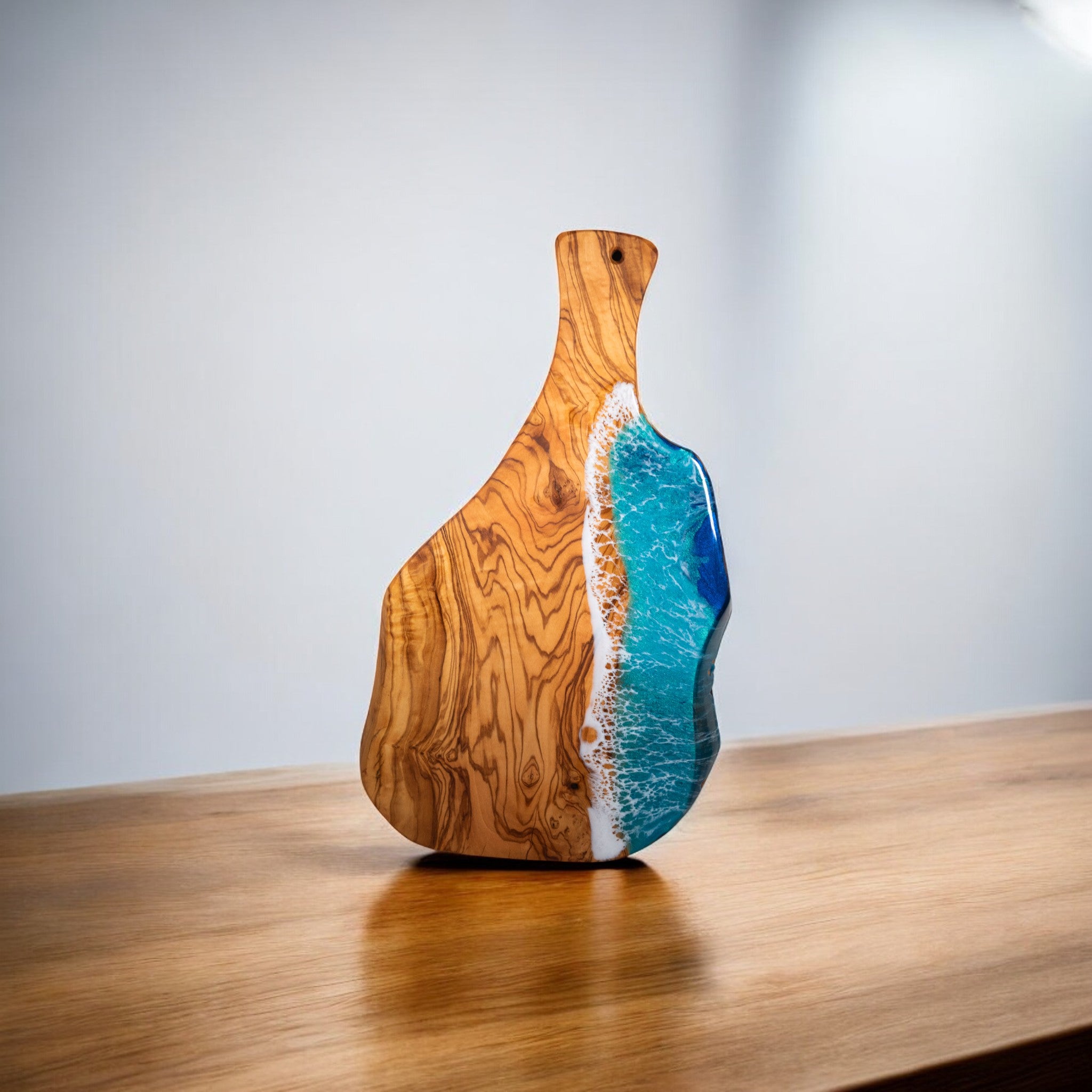 Handcrafted Ocean Wave Olive Wood Charcuterie Board - Serving Platter