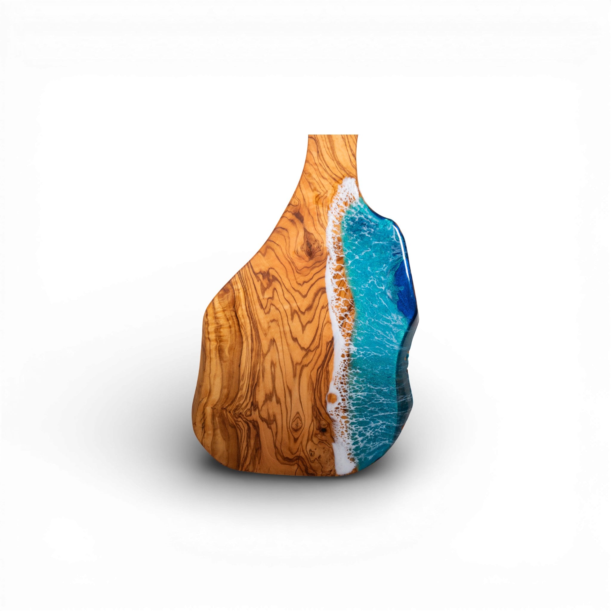 Handcrafted Ocean Wave Olive Wood Charcuterie Board - Serving Platter