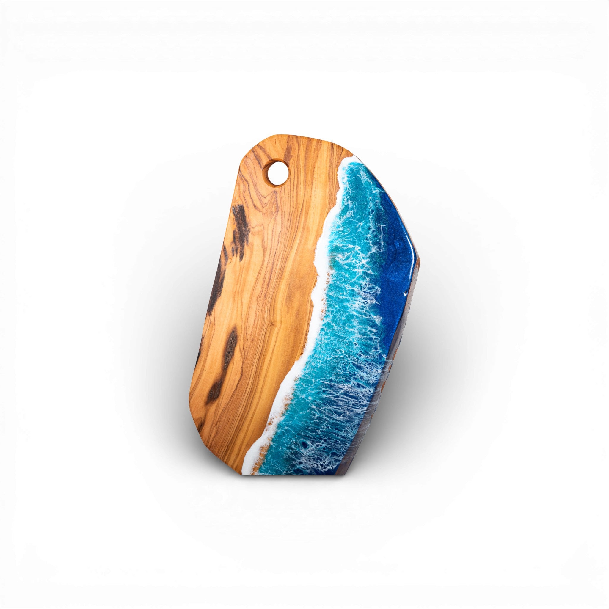 Handcrafted Ocean Wave Olive Wood Charcuterie Board - Serving Platter