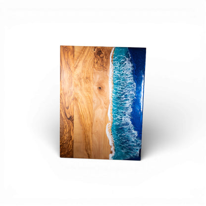 Handcrafted Ocean Wave Olive Wood Charcuterie Board - Serving Platter