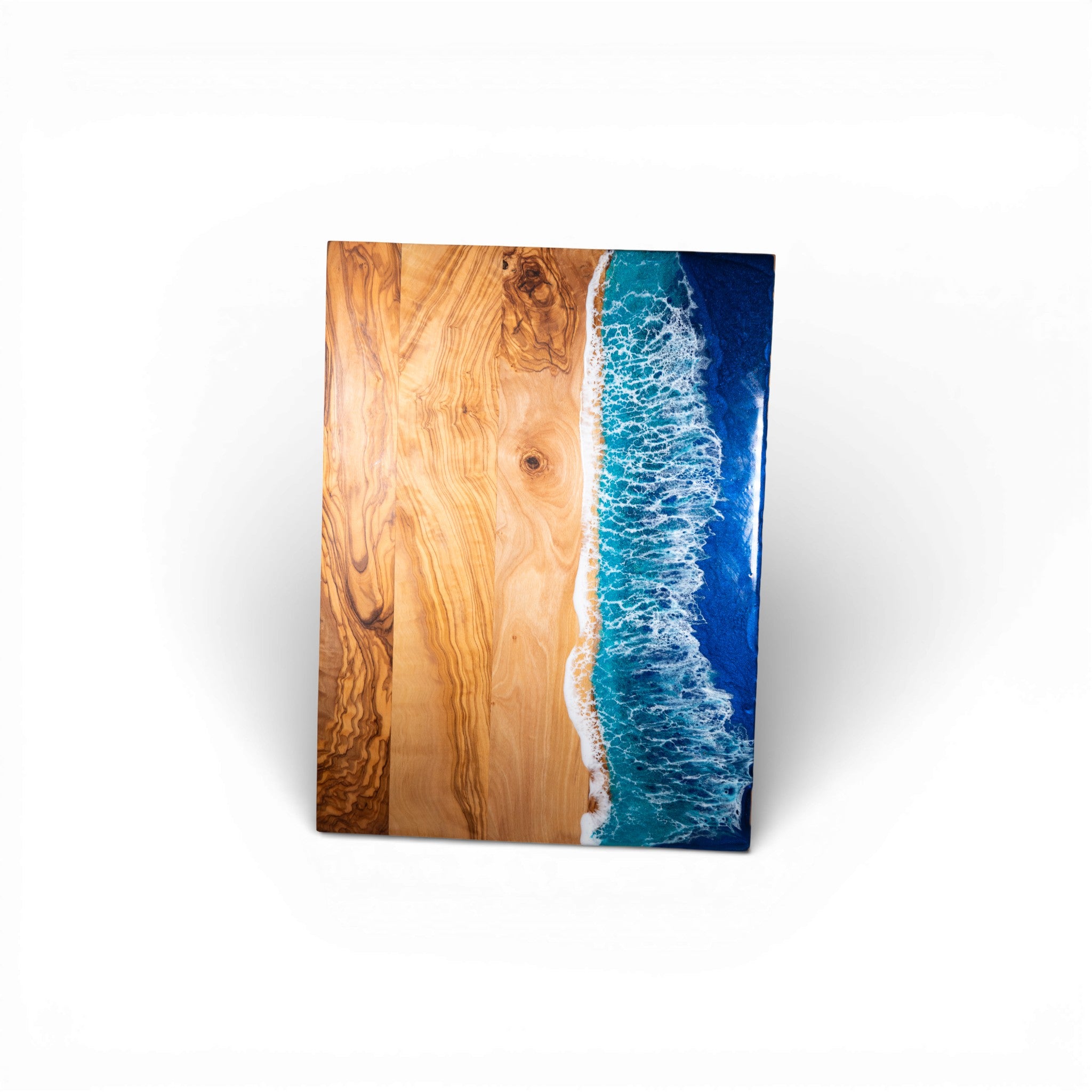 Handcrafted Ocean Wave Olive Wood Charcuterie Board - Serving Platter
