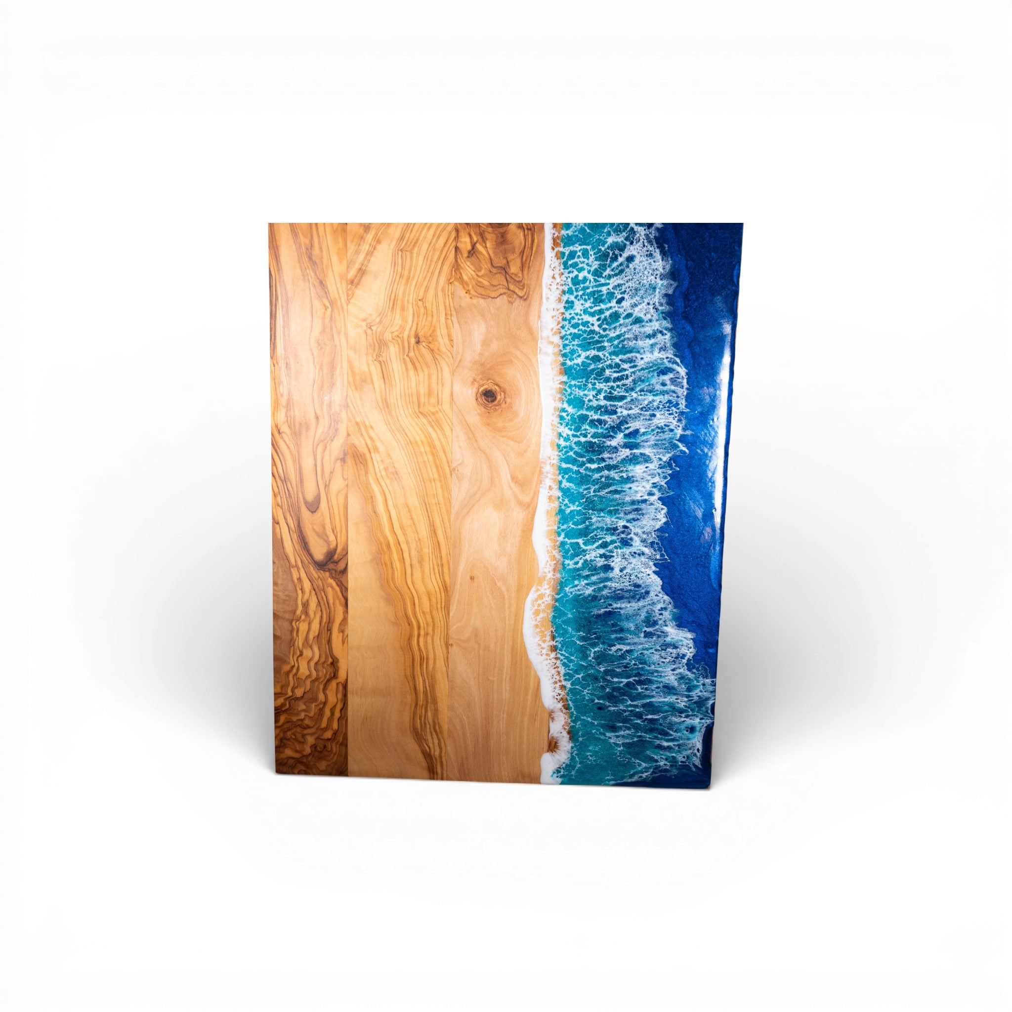 Handcrafted Ocean Wave Olive Wood Charcuterie Board - Serving Platter