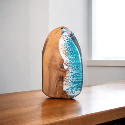 Handcrafted Ocean Wave Olive Wood Charcuterie Board - Serving Platter