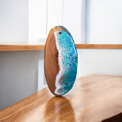 Handcrafted Ocean Wave Olive Wood Charcuterie Board - Serving Platter