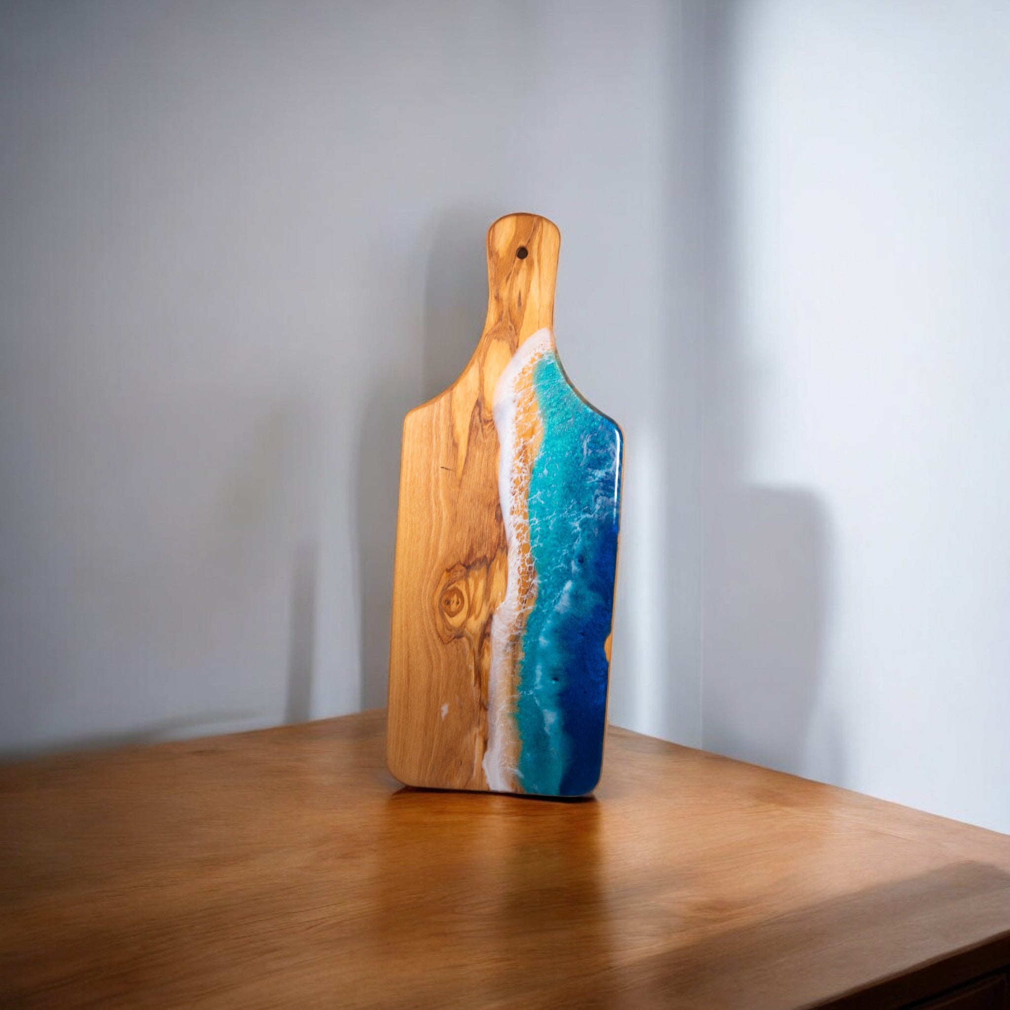 Handcrafted Ocean Wave Olive Wood Charcuterie Board - Serving Platter