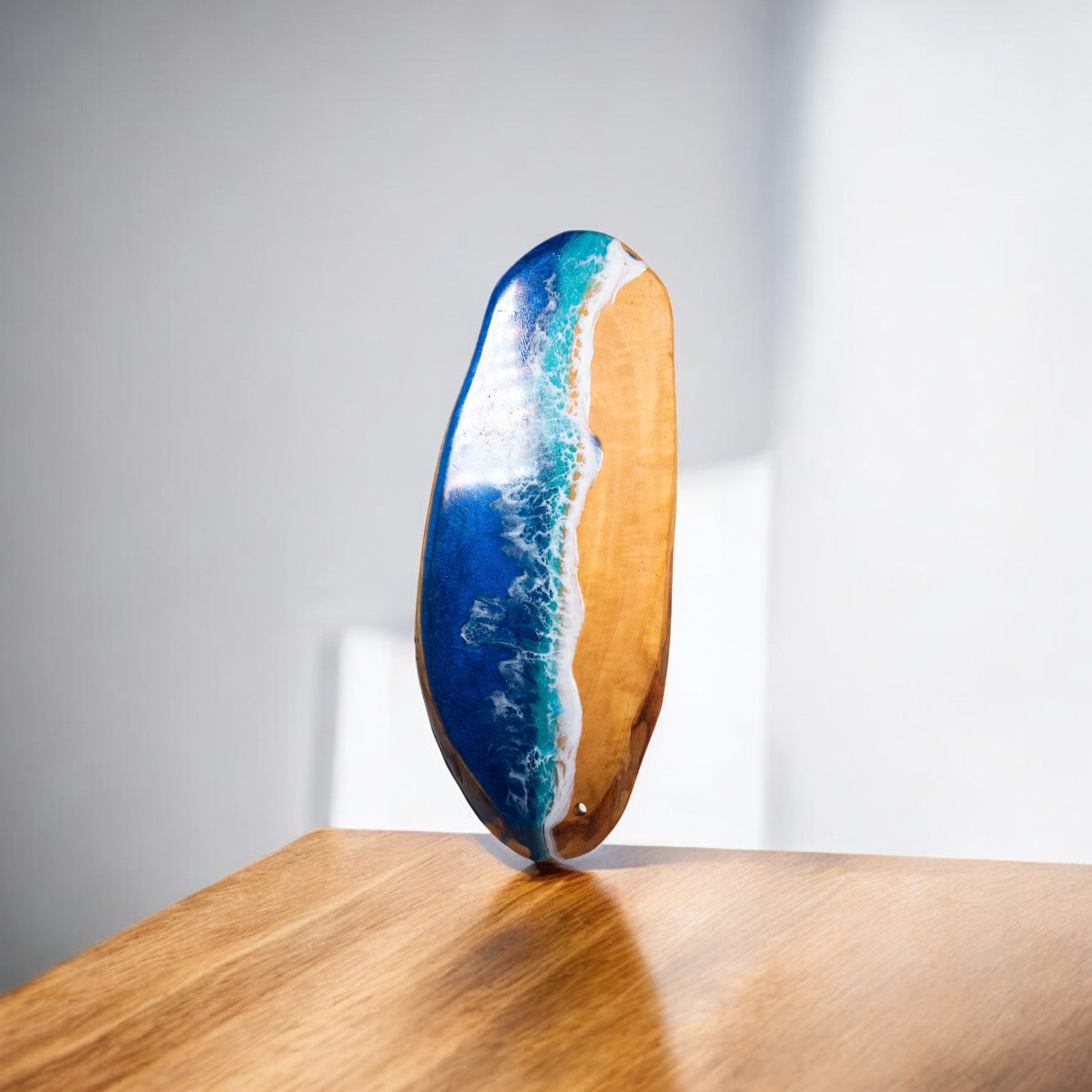 Handcrafted Ocean Wave Olive Wood Charcuterie Board - Serving Platter