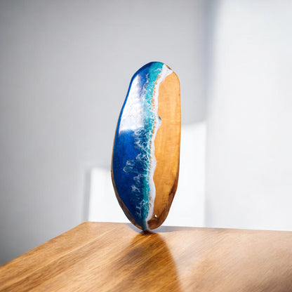 Handcrafted Ocean Wave Olive Wood Charcuterie Board - Serving Platter